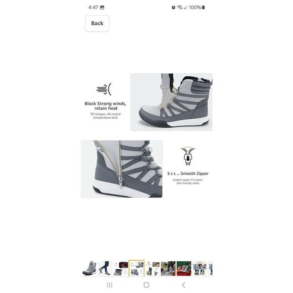 New 6 STQ Grey Winter Walking Boots Zip Lightweight Cozy Ankle Boots Booties NWT - Picture 4 of 10